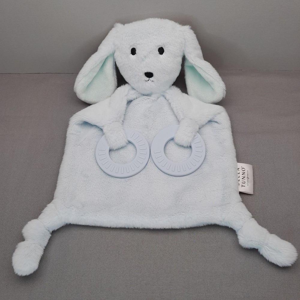 Bella Tunno Teether Buddy Honey‎ Bunny Blue Bunny Plush Lovey Teething Ring